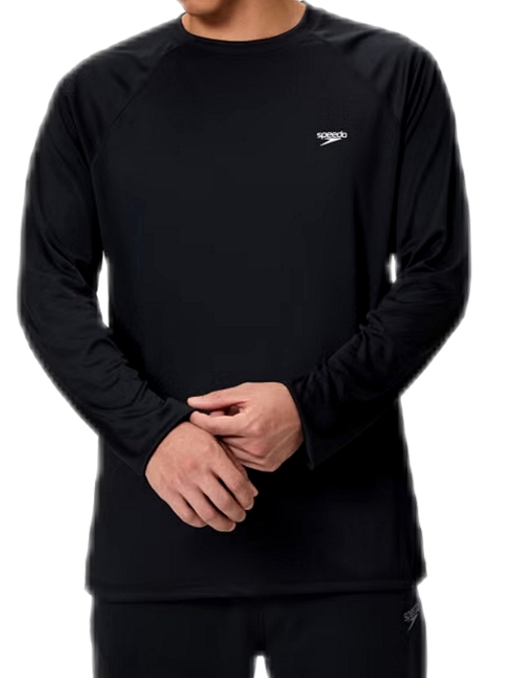 Speedo Mens Large black swim shirt rash guard long sleeve new with tags